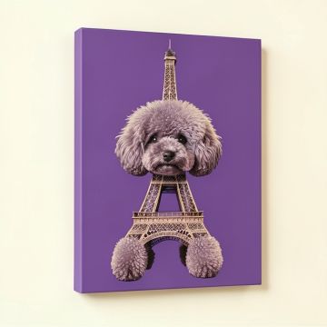 Bonjour Eiffel Tower Poodle By April Heather Graphic Art On Wrapped Canvas (synthetic illustration; no displayed measurements)