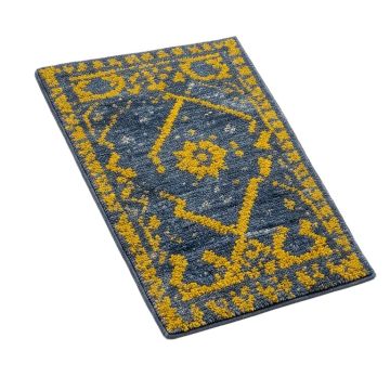 Talmo Bohemian Hand-Hooked Wool Blue/Yellow Area Rug