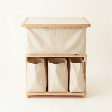 Slate Crossing Laundry Sorting Station With Plain Removable Bags - Beige (synthetic illustration; no displayed measurements)