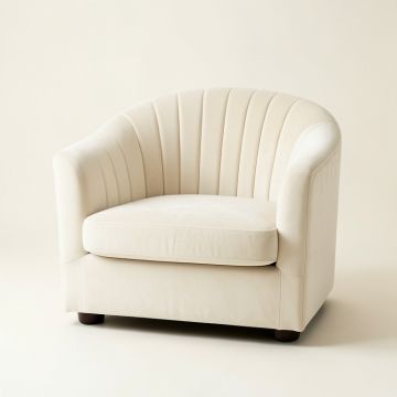 Reed Crest Upholstered Armchair - Ivory (synthetic illustration; no displayed measurements)