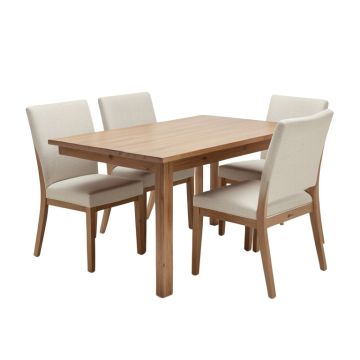 Abraheem Butterfly Leaf Rubberwood Solid Wood Dining Set
