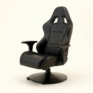 Inbox Zero Adjustable Reclining Faux Leather Swiveling Pc & Racing Game Chair With Footrest In Black (synthetic illustration; no displayed measurements)