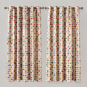 Retro Dots Kitchen Curtain Pair (synthetic illustration; no displayed measurements)