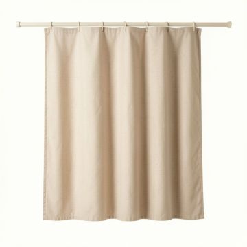 Field Bridge Shower Curtain Hanging Flat From A Plain Rod - Beige (synthetic illustration; no displayed measurements)