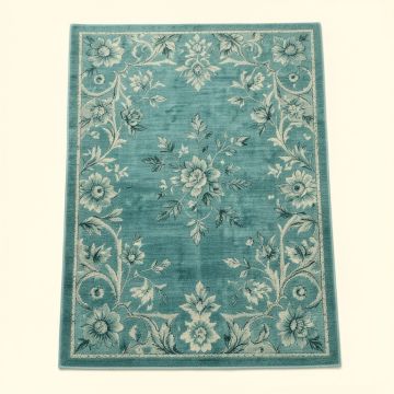 Kamberk Floral Teal Area Rug (synthetic illustration; no displayed measurements)