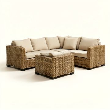 Petekar 3 Piece Rattan Sectional Seating Group With Cushions (synthetic illustration; no displayed measurements)