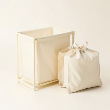 Linden Crest Laundry Sorting Station With Plain Removable Bags - Cream (synthetic illustration; no displayed measurements)