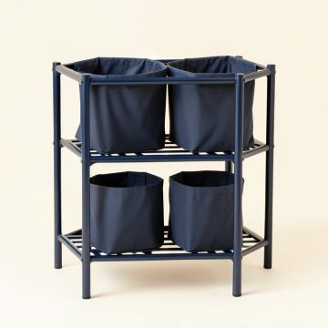 Harbor Arc Laundry Sorting Station With Plain Removable Bags (synthetic illustration; no displayed measurements)