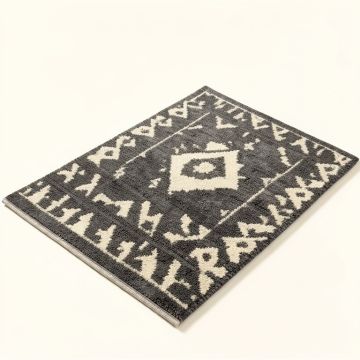 Bohemian Geometric Shag Dark Gray/Cream Area Rug (synthetic illustration; no displayed measurements)