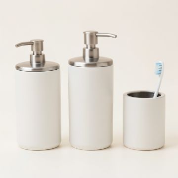 Dasheil Embossed Glazed Ceramic 3 Piece Bathroom Accessory Set (synthetic illustration; no displayed measurements)