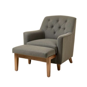 Elha 25 '' Wide Tufted Polyester Barrel Chair And Ottoman (synthetic illustration; no displayed measurements)