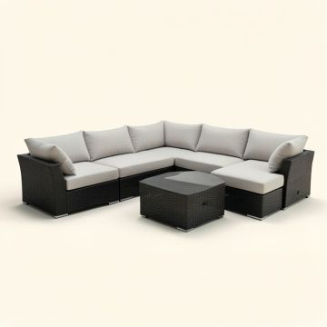 Abbegale Patio 7 Piece Sectional Seating Group With Cushions (synthetic illustration; no displayed measurements)