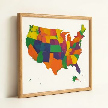 Usa Map 2 - Graphic Art Print On Canvas (synthetic illustration; no displayed measurements)