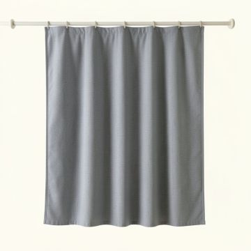 Aspen Bluff Shower Curtain Hanging Flat From A Plain Rod - Gray (synthetic illustration; no displayed measurements)