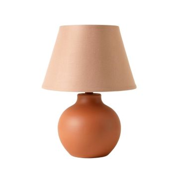 Field Canyon Table Lamp With A Plain Fabric Shade - Terracotta