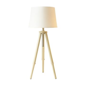 Cliff Branch Floor Lamp With A Plain Fabric Shade - Ivory