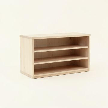 Summit Arc Low Bookcase - Beige (synthetic illustration; no displayed measurements)