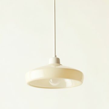 Oak Bridge Pendant Light Suspended From One Plain Cable - Ivory (synthetic illustration; no displayed measurements)