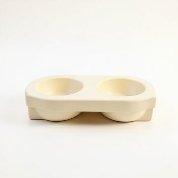 Ash Edge Pet Feeding Stand With Two Plain Empty Bowls - Cream (synthetic illustration; no displayed measurements)