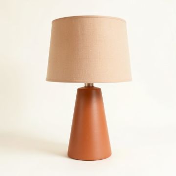 Lake Arc Table Lamp With A Plain Fabric Shade (synthetic illustration; no displayed measurements)