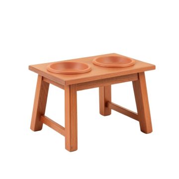 Dune Falls Pet Feeding Stand With Two Plain Empty Bowls - Terracotta