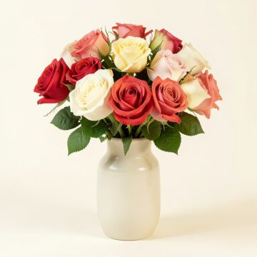 Elegant Artificial Roses Floral Arrangement In Vase (synthetic illustration; no displayed measurements)