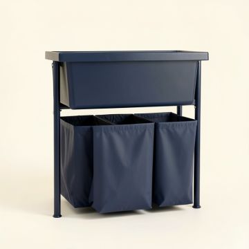Bay Branch Laundry Sorting Station With Plain Removable Bags - Navy (synthetic illustration; no displayed measurements)
