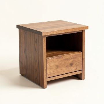 Aule Solid Wood End Table With Storage (synthetic illustration; no displayed measurements)
