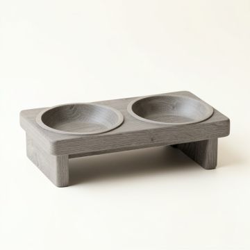 Hazel Brook Pet Feeding Stand With Two Plain Empty Bowls - Gray (synthetic illustration; no displayed measurements)