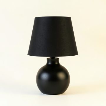 Field Arc Table Lamp With A Plain Fabric Shade (synthetic illustration; no displayed measurements)