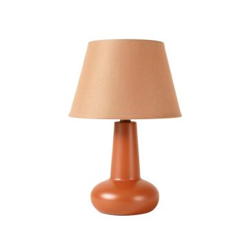 Pine Crossing Table Lamp With A Plain Fabric Shade - Terracotta