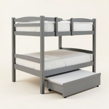 Dubbo Solid Wood Standard Bunk Bed With Trundle (synthetic illustration; no displayed measurements)