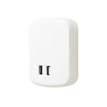 Wall Mount Charger Plug-In Dusk To Dawn Led Night Light（2 Usb Ports (synthetic illustration; no displayed measurements)