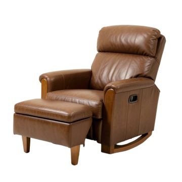 Quarles 30 '' Wide Faux Leather Manual Glider Standard Recliner With Ottoman