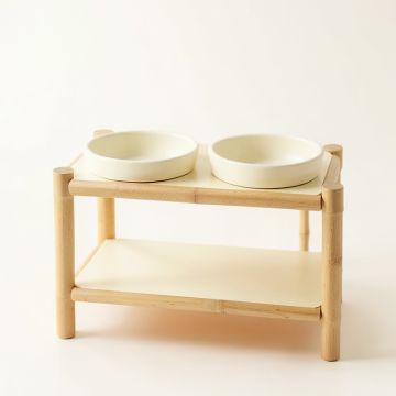 Briar Brook Pet Feeding Stand With Two Plain Empty Bowls - Cream (synthetic illustration; no displayed measurements)