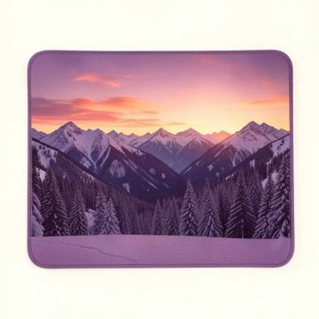 Winter Landscape In The Mountains Sunset Majestic Scenes From The World Photo White Brown Mauve Kitchen Mat (synthetic illustration; no displayed measurements)