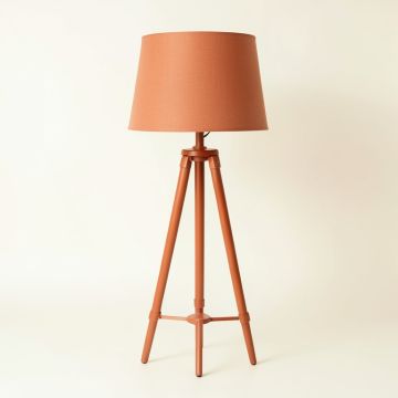 Maple Arc Floor Lamp With A Plain Fabric Shade - Terracotta (synthetic illustration; no displayed measurements)