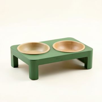 Birch Dale Pet Feeding Stand With Two Plain Empty Bowls - Green (synthetic illustration; no displayed measurements)