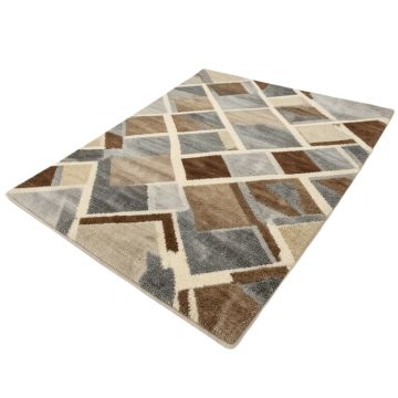 Akaisha Geometric Tufted Wool Brown/Beige/Gray Area Rug