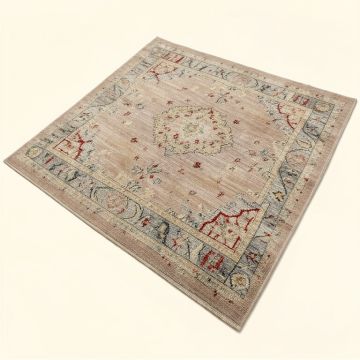 Wais Oriental Machine Made Power Loom Wool/Polyester Beige/Gray/Red Area Rug (synthetic illustration; no displayed measurements)
