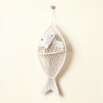 Handcrafted Hanging Fish In Net Wall Décor (synthetic illustration; no displayed measurements)