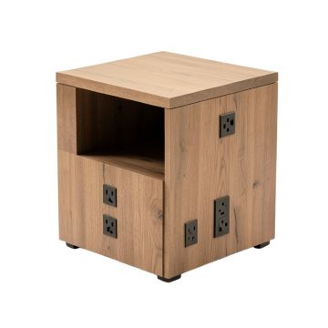 End Table With Storage And Built-In Outlets