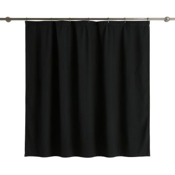 Willow Branch Shower Curtain Hanging Flat From A Plain Rod - Black