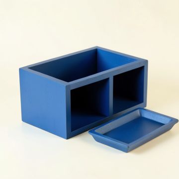 Oak Bridge Empty Coffee-Station Organizer - Blue (synthetic illustration; no displayed measurements)