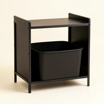 Ash Bend Freestanding Pull-Out Hamper Cabinet - Black (synthetic illustration; no displayed measurements)