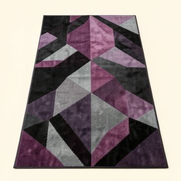 Zabala Geometric Plum/Black/Gray Area Rug (synthetic illustration; no displayed measurements)