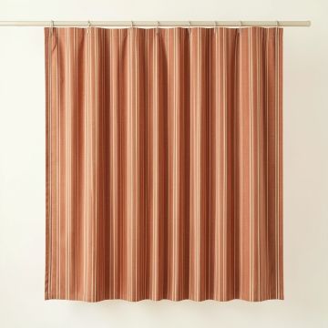 Aspen Brook Shower Curtain Hanging Flat From A Plain Rod - Terracotta (synthetic illustration; no displayed measurements)
