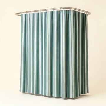 Vinyl Striped Shower Curtain Set (synthetic illustration; no displayed measurements)