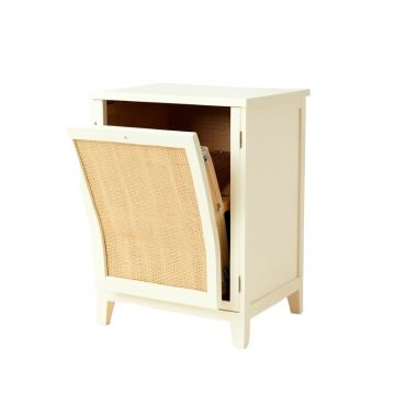 Slate Crest Freestanding Pull-Out Hamper Cabinet - Ivory