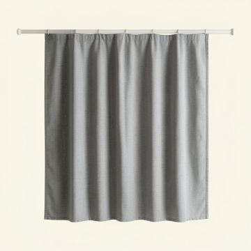 Maple Canyon Shower Curtain Hanging Flat From A Plain Rod - Gray (synthetic illustration; no displayed measurements)